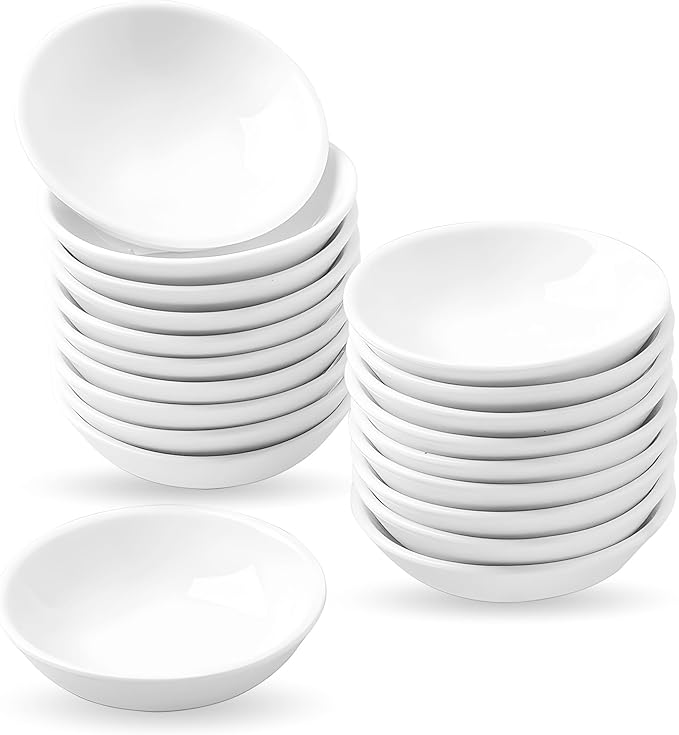 UIBFCWN 20 Pack Ceramic Dipping Bowls, 3 Inch Dipping Sauce Bowls/Dishes, 1.2 oz Soy Sauce Dish, Asian Dipping Dishes for Ketchup, BBQ, Side Dish, Sushi, Condiments, Appetizer