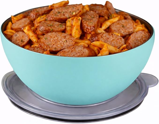 served Large Insulated Serving Bowl with Lid (100oz/3QT) - Double-Walled Stainless Steel Bowl for Hot & Cold Food - Vacuum Insulated, Spill-Resistant Thermal Bowl for Parties, Casseroles, Tailgates
