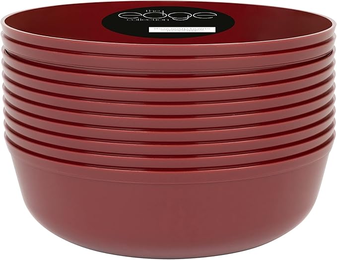[30 Pack 16 OZ Bowls] Edge Collection Cranberry Red Plastic Party Soup Bowls Premium heavyweight Elegant Disposable Tableware Dishes