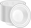 BESTSTAR 100 Pack Disposable Soup Bowls with Silver Rim, 12oz Premium Heavy Duty Plastic Dinner Bowls for Party, Wedding and Holiday