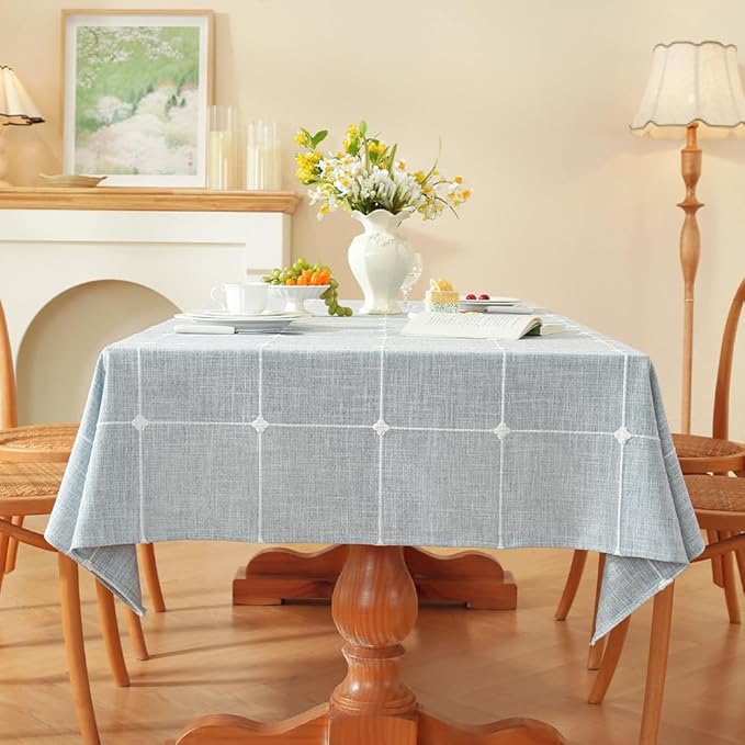 Zobesta Blue Square Table Cloth 70 x 70 Inch, Cotton Blue Linen Tablecloth Square, Heavy Weight Washable Farmhouse Soft Boho Tablecloth for Outdoor, Party, Holiday, Picnic, Dining