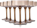 Smokey Sand coupe glasses Gray Vintage Art Deco Coupe Glasses Set of 6 Ribbed martini Cocktail Glasses Set