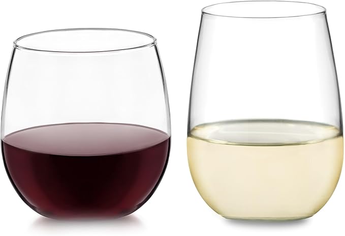 Libbey Stemless Wine Glasses Set of 12, Dishwasher Safe Set Of Wine Glasses, Perfect for Cocktails, Water, and Outdoor Glassware