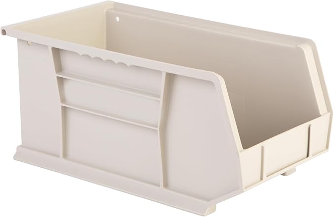 Hudson Exchange 15" x 8" x 7" Plastic Stackable Storage Bin and Hanging Container, Stone