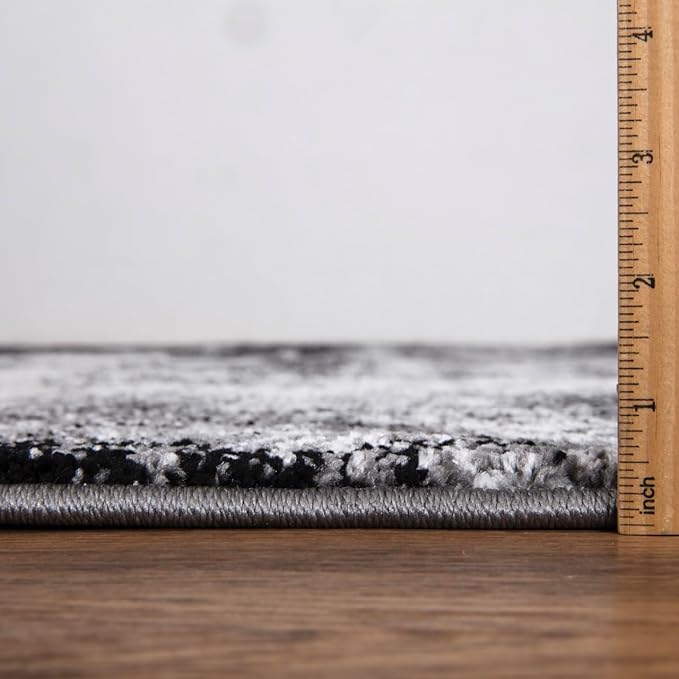 Keen Home Design Area Rugs - 8x10 Non-Shedding, Abstract Rugs for Kitchen, Living Room, Bedroom, Dining Room, Entryway - Size: 7'3" x 10'2", Abstract Black