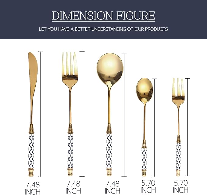 20-piece Silverware Set With Ceramic Handle, Premium Food Grade Stainless Steel Flatware Sets, Mirror Polished Cutlery Set, Dishwasher Safe (for 4 People)