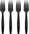 Prestee 100 Pack Black Plastic Silverware Forks - Heavy Duty Forks Disposable for Parties, Weddings, and Holidays - Elegant Heavyweight Cutlery and Flatware Set for Events and Celebrations