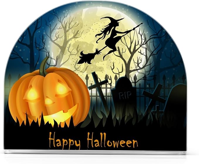 Napkin Holder Halloween Witch Pumpkin Crystal Clear Acrylic Napkin Holders, Paper Napkin Holder Dining Table Dispenser for Kitchen Restaurant Home Decor Bar Accessories