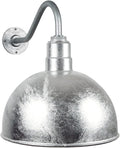 Steel Lighting Co. Hollywood Bowl Light | Outdoor Wall Mounted | 15 inch Bowl Dome | 16 inch Gooseneck | Barn Light Made in America | Galvanized Exterior/Galvanized Interior