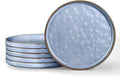 LIANYU 6PCS Ceramic Flat Dinner Plates Set, Porcelain Salad Appetizer Dishes with High Edge, 7.9” Dessert Plates Set, Microwave, Oven, dishwasher Safe, Chip & Scratch Resistant, Serenity Blue