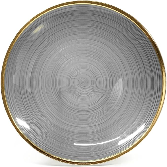 " OCCASIONS " 240 Pieces Pack,(120 Guests) Premium Wedding Party Disposable Plastic Plates Set -120 x 10'' Dinner + 120 x 7'' Salad/Dessert (Belize in Black & Gold)