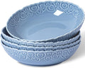 HOMBENE Heartbeat Pasta Bowls Set of 4, 40oz, Porcelain Wide and Shallow, Soup, Pasta, Noodle, Dinner, Large Salad Bowls Soup Bowl for Kitchen, Microwave & Dishwasher Safe (Celestial Blue)
