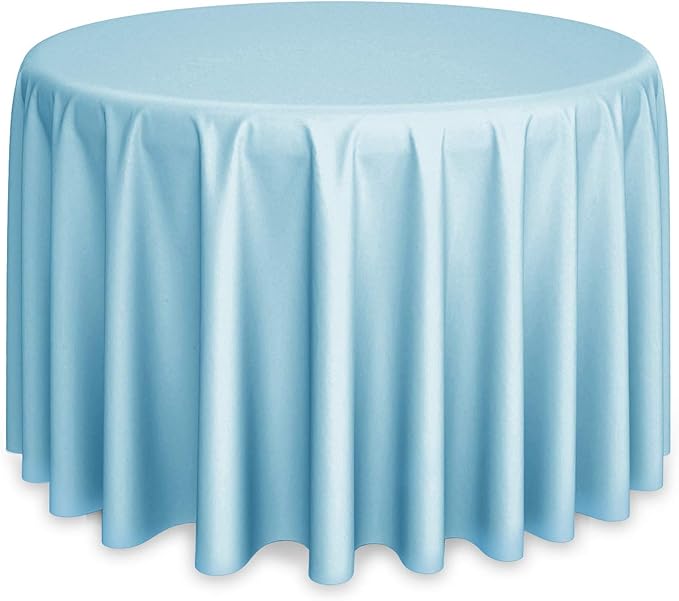 Lann's Linens - 120" Round Premium Tablecloth for Wedding/Banquet/Restaurant - Polyester Fabric Table Cloth - Baby Blue