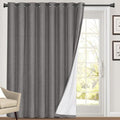 PrinceDeco 100% Blackout Curtains for Bedroom Extra Wide Thermal Sliding Glass Door Curtain Linen Blackout Patio Door Window Treatment for Sliding Glass Door,100 X 108 Curtains,Grey