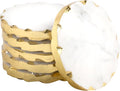 Set of 6 Real Marble Coasters with Golden Borders, decoratice White & Gold Coasters for Desk, Coffee Table | Thick & Heavy Aesthetic Coaster Set, 4 inch Dia (Gold)