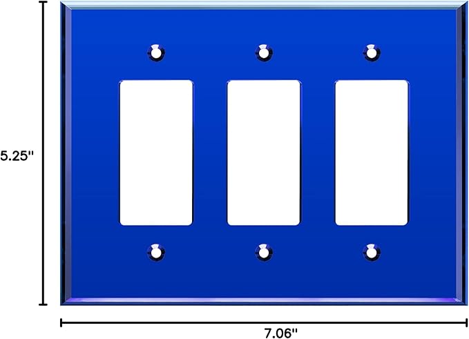 LIDER Reflective Acrylic Decorator Wall Plate, Mirrored Light Switch Plate, Plexiglass Outlet Cover, Acrylic Glass, Oversized 3-Gang 5.25" x 7.06", LWP-33O-ABL, Blue