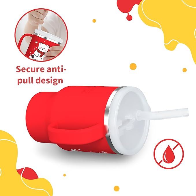 Bella's Friends Christmas Mini Tumbler- 9 0z Toddler Sippy Cup, Flexible Straw, Stainless Interior & Silicone Body, Birthday Gift for 1-3 Years Old Girls & Boys, Gingerbread Man & Polar Bear (2 Pack)