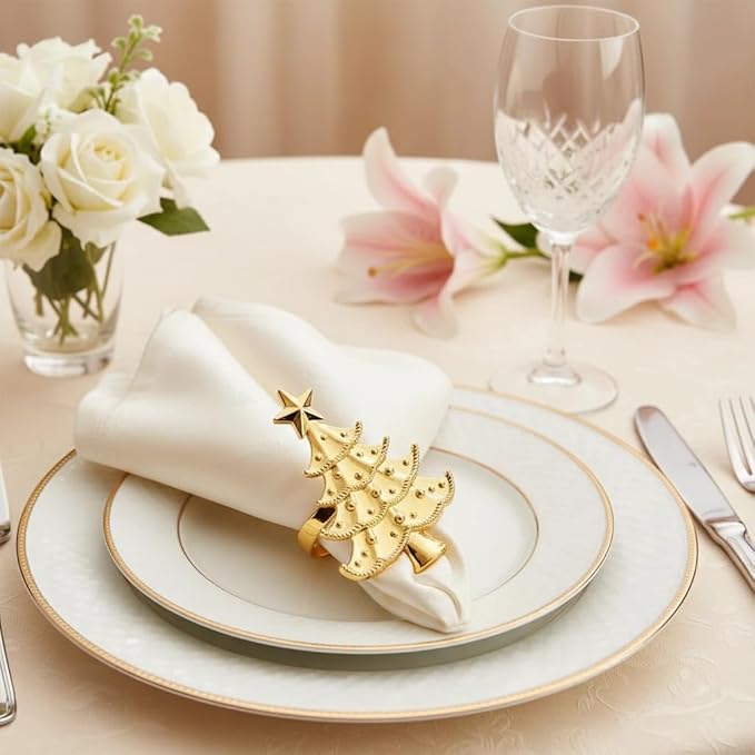 100 Pcs Gold Napkin Rings Bulk Delicate Napkin Holder for Dining Wedding Party Banquet Table Decroration Christmas and Daily Use