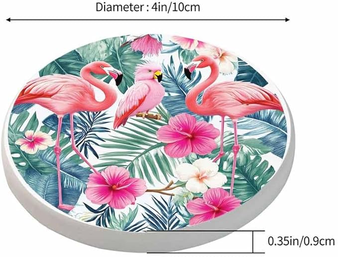 Toucan and Flamingos Drink Coaster for Tabletop Protection Exotic Banana Tropical Leaves Jungle Animal Birds Non-Slip Cups Place Mats Home Decor Diatomite Material for Men Women