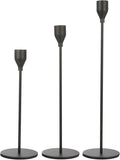 Set of 3 Black Candlestick Holders - Decorative Taper Candle Holders for Home Decor, Wedding, Dining, Party, Anniversary