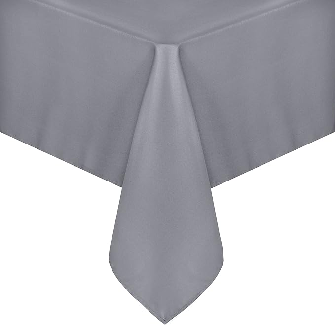 sancua Rectangle Tablecloth - 70 x 108 Inch - Stain and Wrinkle Resistant Washable Polyester Table Cloth, Decorative Fabric Table Cover for Dining Tables, Buffet Parties and Camping, Light Grey
