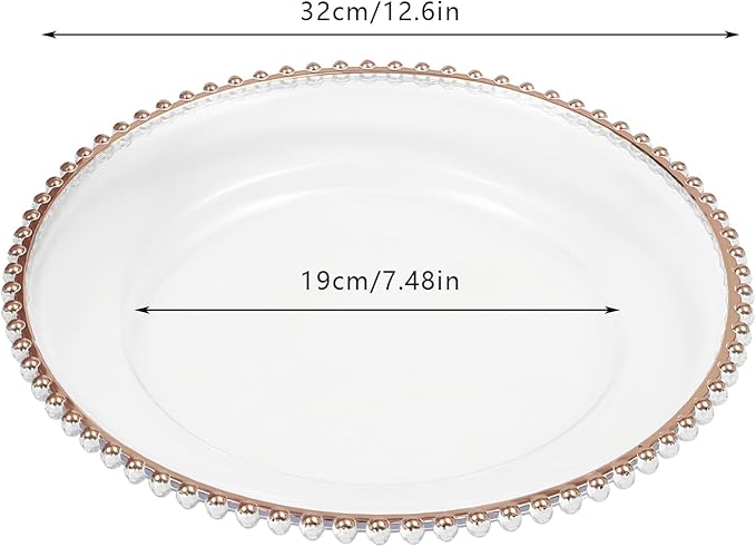 50 Pcs Charger Plates Set, Round Charger Plates, Reusable Serving Plates Embossed Rim Plastic Chargers Plate Decorative Round Plate Chargers for Dinner Plate Table Wedding Shower Decoration