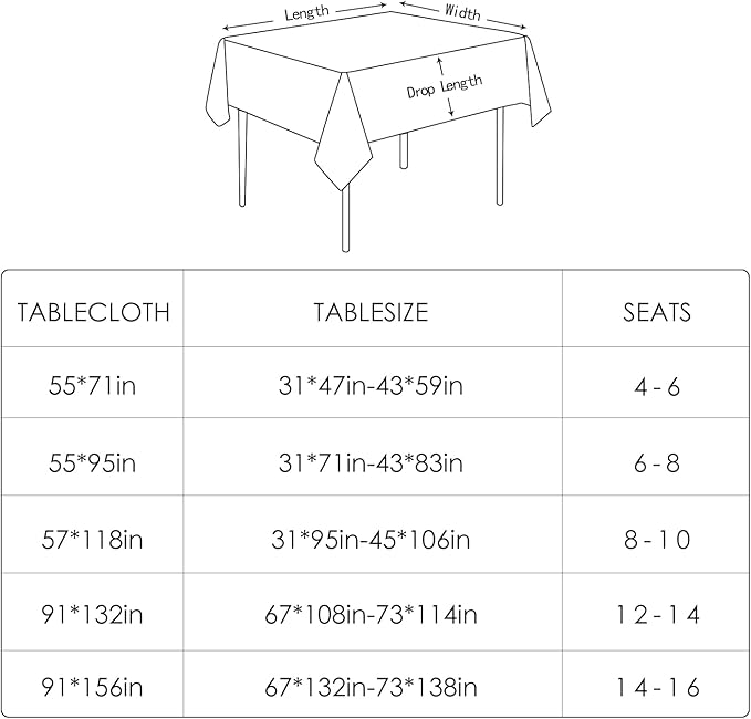 BALCONY & FALCON Table Cloth for 6 Foot Rectangle Tables – Waterproof, Wrinkle-Free Farmhouse Tablecloth for Dining, Kitchen, Wedding, Baby Shower & Spring Holiday Gatherings (Lavender, 55" x 95")