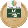 Charity Leaf Disposable Palm Leaf 13" Deep Round Trays (10 pieces) Bamboo Like Serving Platters, Disposable Boards, Eco-Friendly Dinnerware For Weddings, Catering, Events