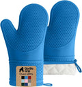 GORILLA GRIP BPA-Free Soft Silicone Oven Mitts, Heat Resistant and Waterproof Cooking Gloves, Thick Cotton Lining, Flexible Gripping for Baking Grilling, Kitchen Potholders Set of 2, 12.5x8.3, Aqua