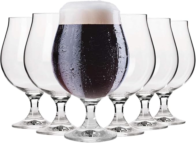 Krosno Dark Stout Beer Glasses 0.5 Liter | Set of 6 | 16.9 oz | Elite Collection | Perfect for Home and Parties | Dishwasher Safe | Lead-Free Crystal Glass