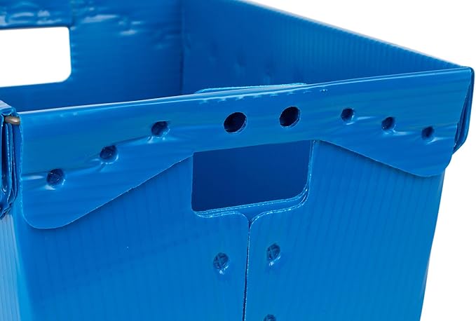 Hudson Exchange 18.25 x 13.25 x 11.75 (3 Pack) Corrugated Space Age Handled Storage Container Mail Tote, Blue
