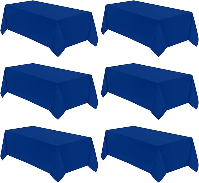 VidaFete Tablecloth 6 Pack 90*132inch Rectangle Table Cloth Polyester, Stain Wrinkle Resistant Polyester Dining Table Cover for Kitchen Dinning Party Wedding Rectangular Buffet Decoration(Royal Blue)