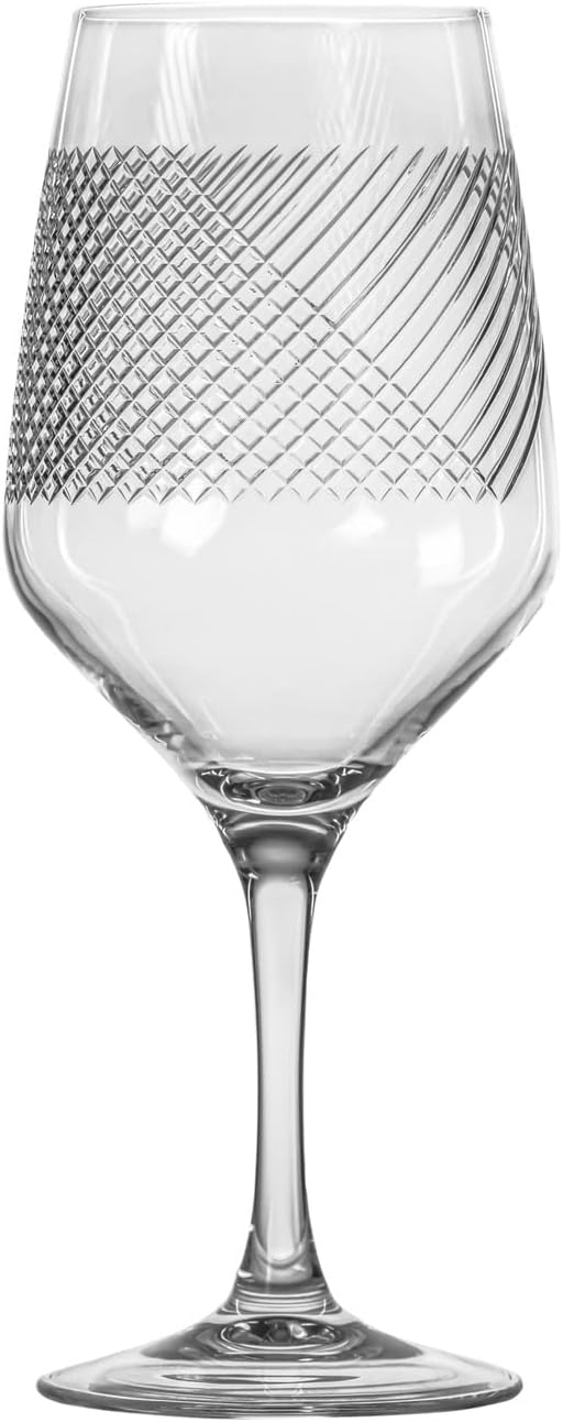 Rolf Glass Bourbon Street 19.5 ounce All Purpose Wine Stemmed Wine Glasses Set of 4 | Lead-Free Glassware | Diamond-Wheel Engraved and Polished | Designed and Made in the USA | Set of 4