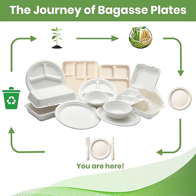 Disposable Paper Bowls (500 Pack 12 oz), Heavy-Duty Compostable, Eco-Friendly, Bagasse Bowl for Soup, Salad, Dessert & More