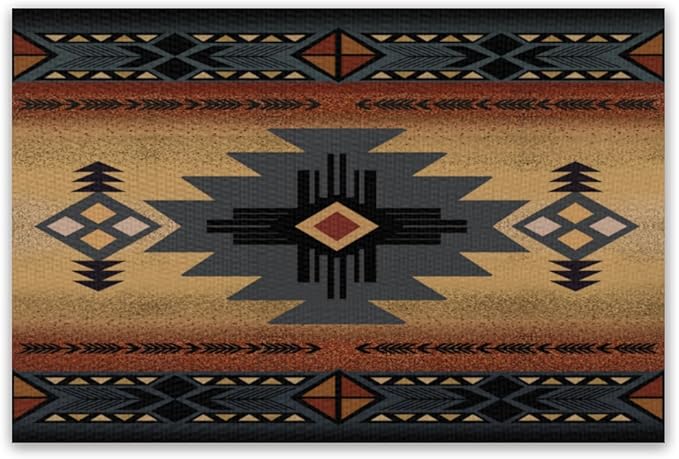 Aztec Southwest Placemats Rustic Tribal Geometric Decorative Table Mat Antique Native Heat Resistant Place Mats for Dining Kitchen Party Holiday Decor 12x18Inch Set of 6