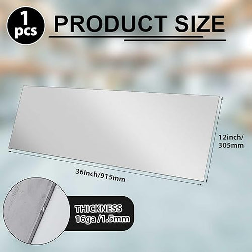12 x 36 Inch 16 Gauge Mild Steel Sheet Metal Plate, Square Weldable Carbon Cold Rolled Panels for Industrial DIY Welding, Craft Use Accessories, Easy Formability Smooth Surface