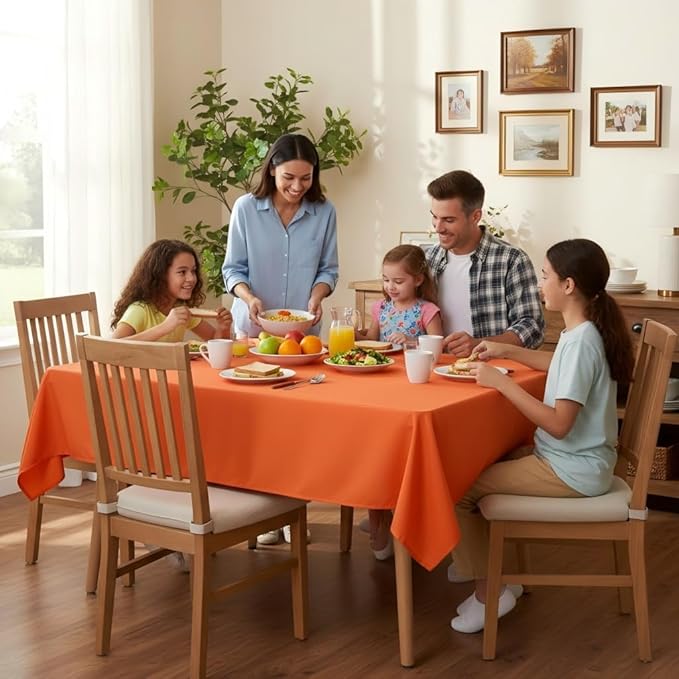 sancua Square Tablecloth - 70 x 70 Inch - Stain and Wrinkle Resistant Washable Polyester Table Cloth, Decorative Fabric Table Cover for Dining Tables, Buffet Parties and Camping, Orange