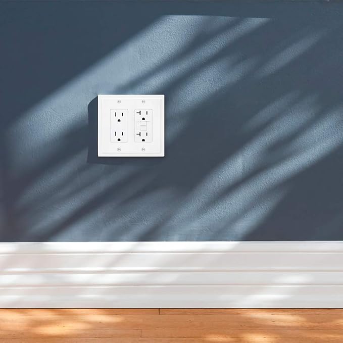 Henne Bery Modern Edge Decorative Wall Plate Switch Plate Outlet Cover, Durable Solid Zinc Alloy (Double Decorator, White)
