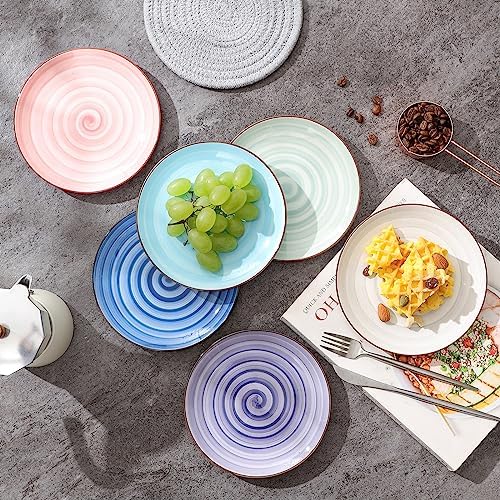Selamica Ceramic Dessert Plates Set of 6, 6 Inch Appetizer Plate for Kitchen, Microwave Dishwasher Safe, Gradient Color - Image 3