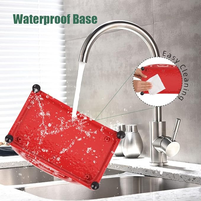 Napkin Holder for Table - Vintage Farmhouse Kitchen Restaurant Cast Iron Napkin Holder for Dinner Cocktail Paper Napkins, Red
