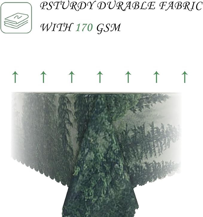 60x84 Inch Nature Scenery Rectangular Tablecloth Foggy Wild Forest Mysterious Secret Realm Table Cloth Waterproof Durable Table Cover for Home Game Room Banquet Picnic Outdoor BBQ Decor