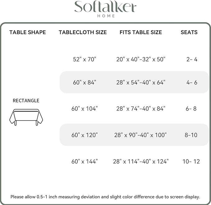 Softalker Large Rectangular Table Cloth Green 120x60 inch Linen Textured Tablecloth Waterproof, Stain and Wrinkle Resistant, Extra Lang Table Cloth for 6/8 Foot Rectangle Tables Decor Christmas