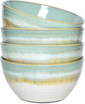 Bosmarlin Ceramic Cereal Bowl Set of 4, 26 Oz, Green Soup Bowl for Oatmeal, Salad, Dishwasher and Microwave Safe, Reactive Glaze (Green, 6 in)