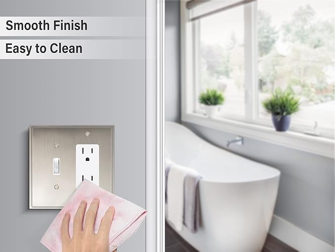 Henne Bery Soft Modern Decorative Wall Plate Switch Plate Outlet Cover (Toggle/Decorator, Satin Nickel)