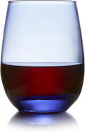 Libbey 231L Stemless Wine Glasses Set of 12, Tidal Blue, Restaurant Quality Red and White Wine Glasses, Drinking Glasses Set for Large Gatherings