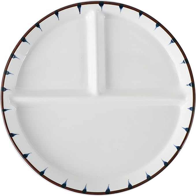 8 Inch Ceramic Portion Control Plate - 3 Compartment Divided Plates for Weight Loss & Diabetes, Microwave & Dishwasher Safe, Stackable Dinnerware Set, BPA-Free Porcelain (White, 1-Pack)