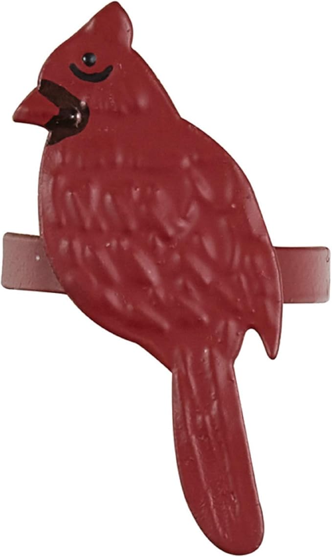 Park Designs Cardinal Napkin Ring Set of 4 | Red Aluminum Holiday Napkin Holders with Bird Motif | Festive Farmhouse & Christmas Table Decor | 3" H x 2" W x 2" D