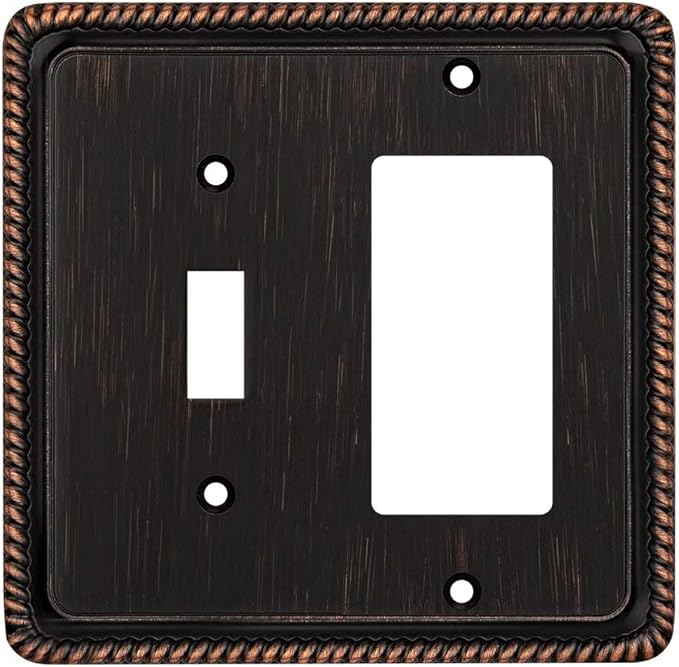 Henne Bery Rope Edge Decorative Wall Plate Switch Plate Outlet Cover (Toggle/Decorator, Aged Bronze)