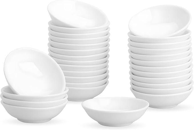 UIBFCWN 30 Pack Ceramic Dipping Bowls, 3 Inch Dipping Sauce Bowls/Dishes, 1.2 oz Soy Sauce Dish, Asian Dipping Dishes for Ketchup, BBQ, Side Dish, Sushi, Condiments, Appetizer