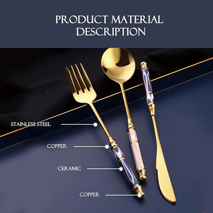 40-piece Silverware Set With Ceramic Handle, Premium Food Grade Stainless Steel Flatware Sets, Mirror Polished Cutlery Set, Dishwasher Safe (for 8 People)